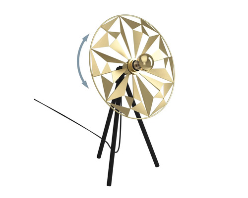 Lampă decorativă de masă cu trepied și abajur geometric