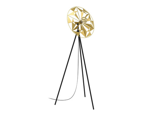 Lampă de podea cu trepied și abajur geometric