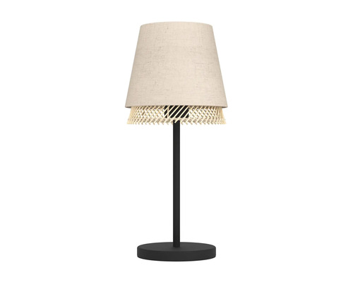 Lampă de masă cu abajur din material textil și bambus