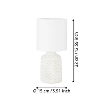 Lampă de masă cu dimensiunile 32 cm înălțime și 15 cm diametru