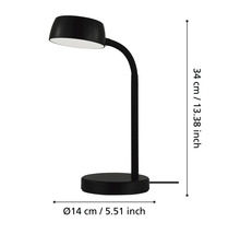 Lampă de birou neagră cu dimensiunile de 34 cm înălțime și 14 cm diametru