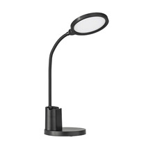 Lampă de birou cu braț flexibil și lumină LED rotundă