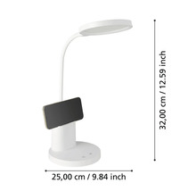 Lampă de masă cu suport pentru telefon mobil și dimensiunile de 32,00 cm înălțime și 25,00 cm lățime