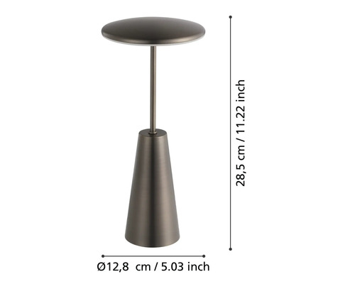 Măsuță laterală cu dimensiunile de 28,5 cm înălțime și 12,8 cm diametru