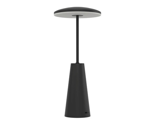 Lampă de masă cu abajur rotund și bază conică