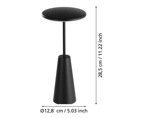 Măsuță laterală neagră cu dimensiuni