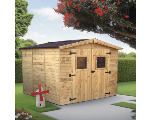 Cabină de grădină din lemn cu ușă dublă și ferestre