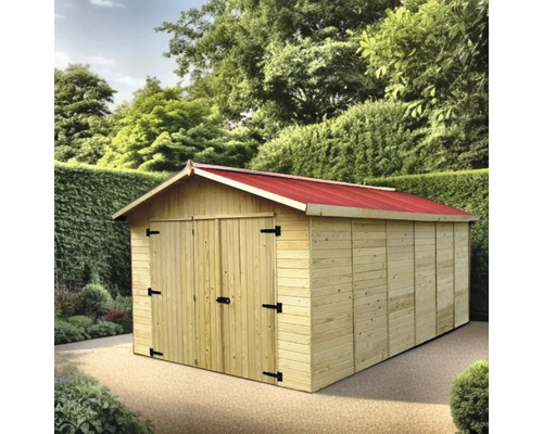 Cabină de grădină din lemn cu ușă dublă și acoperiș în două ape