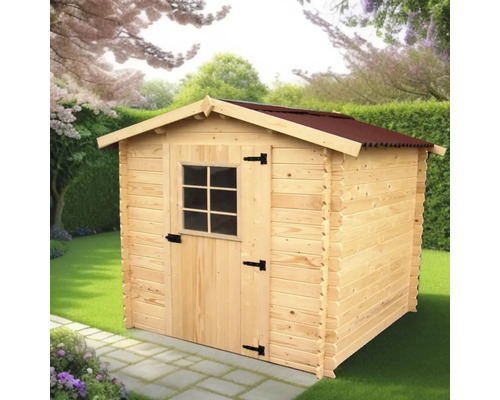 Căsuță de grădină HABRITA fără podea lemn masiv rășinoase 210x204 cm natur Cabină de grădină din lemn cu fereastră și ușă