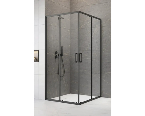 Ușă duș cu perete lateral stânga Radaway Premium Pro Black KDD, 90x90x200 cm, sticlă securizată transparentă, profil negru