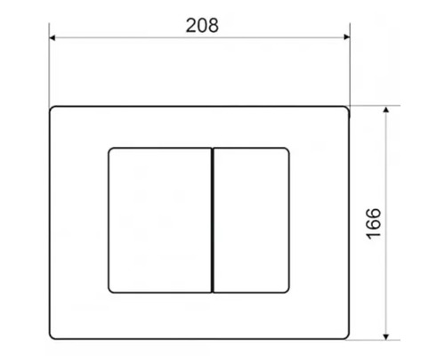 Desen tehnic al unui panou de acționare cu dimensiunile de 208 x 166 milimetri.