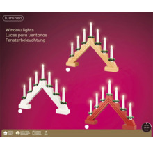 Trei lumini de fereastră din lemn cu șapte lumânări LED