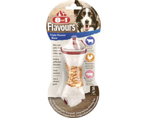 Os 8in1 Flavours cu aromă triplă pentru câini, mărimea S, potrivit pentru câini de la 3 la 10 kg
