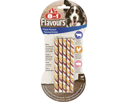 8in1 Flavours Triple Flavour Twisted Sticks pentru câini