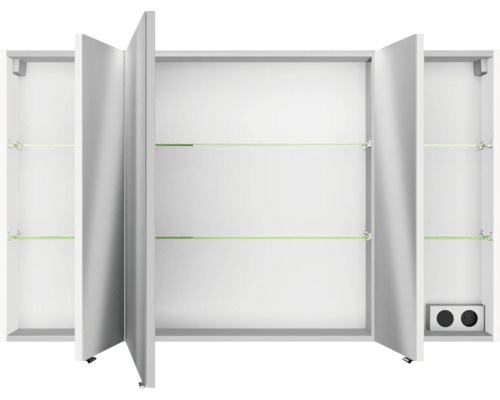 Dulap de oglindă deschis cu rafturi de sticlă pentru baie