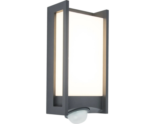 Aplică LED exterior Lutec Qubo 13W 800 lumeni, senzor de mișcare, IP54, gri Lumină de perete cu senzor de mișcare pentru exterior