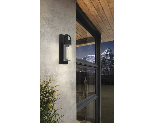 Lumină de perete cu sticlă transparentă și bec decorativ pe perete