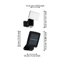 Dimensiunile unei lămpi solare cu senzor de mișcare