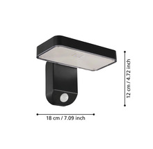 Lumină neagră de perete pentru exterior cu senzor de mișcare, dimensiuni 12 x 18 centimetri