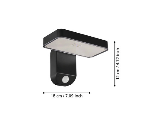 Lumină neagră de perete pentru exterior cu senzor de mișcare, dimensiuni 12 x 18 centimetri