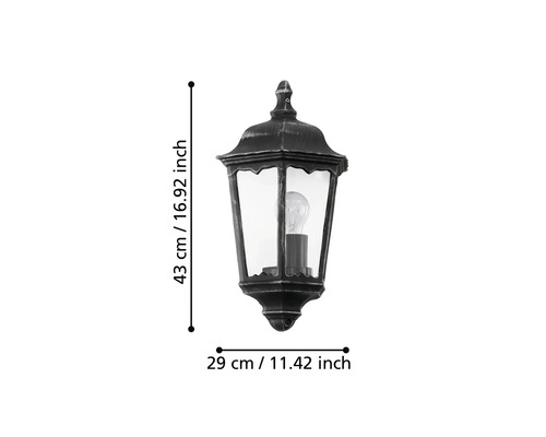 Dimensiunile unei lămpi de perete exterioare