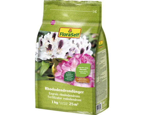 Fertilizator pentru rododendron FloraSelf 1 kg Pachet de îngrășământ pentru rododendroni FloraSelf, 1 kg pentru 25 m²