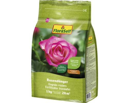 Fertilizator pentru trandafiri FloraSelf 1 kg Îngrășământ pentru trandafiri FloraSelf, ambalaj de 1 kg pentru stimularea creșterii florilor