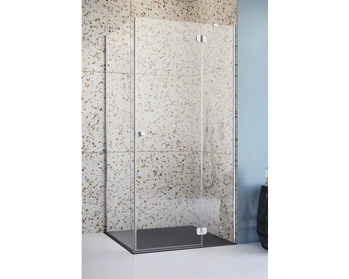 Set cabină de duș pătrată Radaway Torrenta KDJ 80R cu cădiță de duș și sifon 80x80 cm, sticlă transparentă, profil crom