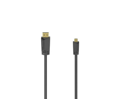 Cablu audio/video HDMI tip A- tip D(micro) 4K HD Hama 1,5m negru (conectori tată auriți)