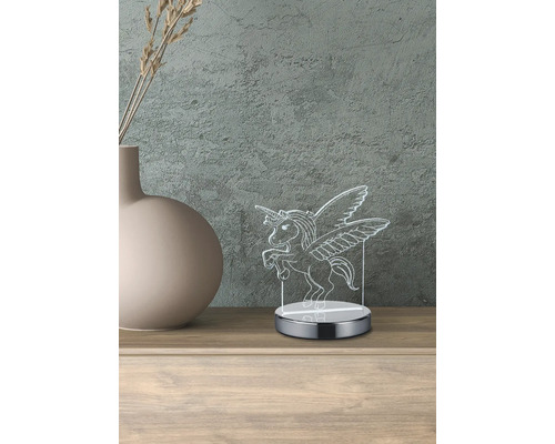 Lumină de noapte cu LED unicorn pe o masă