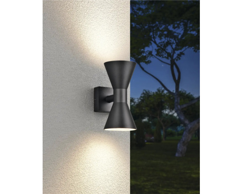 Lumină de perete modernă neagră pentru exterior cu două surse de lumină