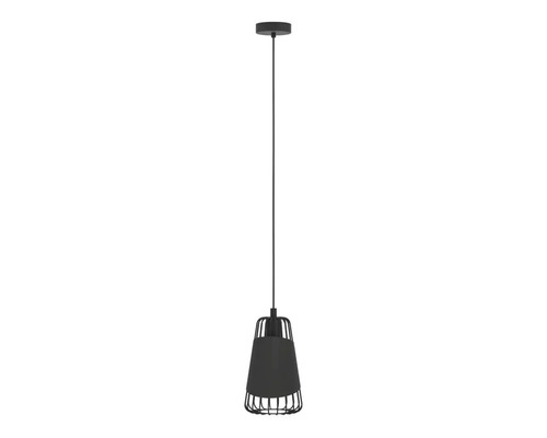 Lampa suspendată cu abajur din material textil și cușcă metalică