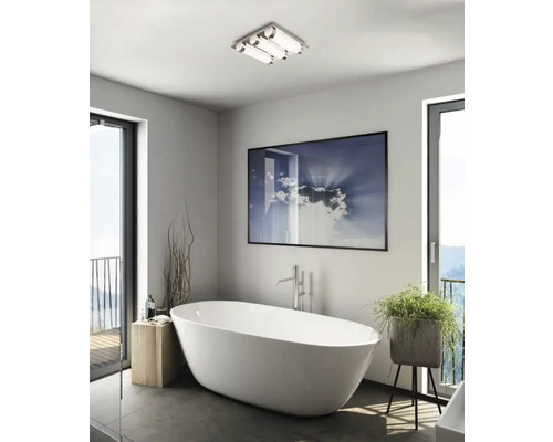 Baie cu cadă independentă, operă de artă și plafonieră