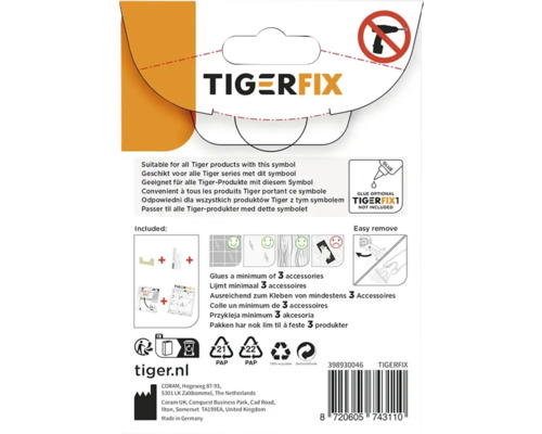 Ambalaj Tigerfix cu informații despre utilizarea cu produse Tiger