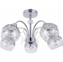 Lustră Clematis E27 max. 5x60W, argintiu/sticlă