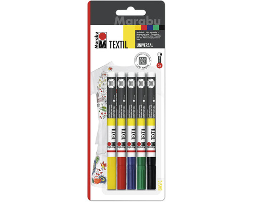Set de markere textile Marabu Textil Universal, cinci bucăți