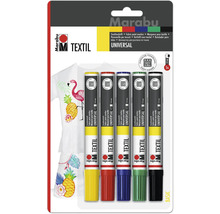 Set de markere textile Marabu Universal cu cinci pixuri pentru pictură pe textile