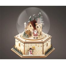 Glob decorativ cu zăpadă, cu motiv de Crăciun și iluminare