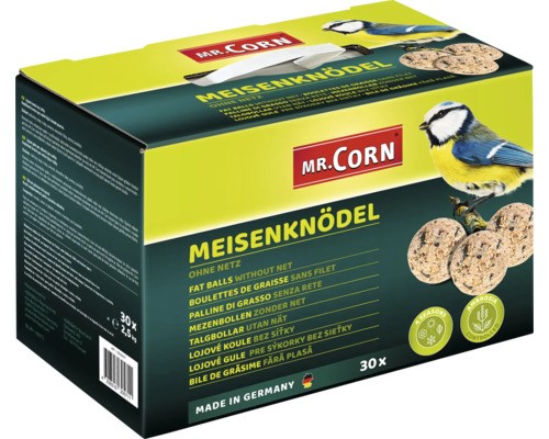 Hrană pentru păsări sălbatice Mr. Corn 30 buc. Mr. Corn Bile de grăsime pentru pițigoi fără plasă, pachet de 30 de bucăți
