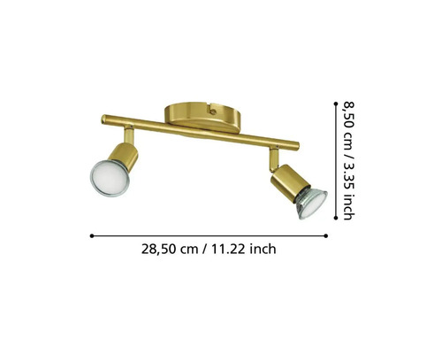 Lumină de tavan cu două spoturi și dimensiuni