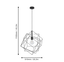 Dimensiunile unei lămpi suspendate cu abajur geometric