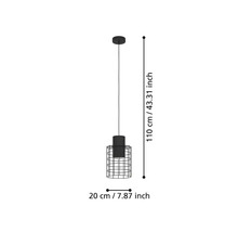 Lampa suspendată cu dimensiunile 110 cm înălțime și 20 cm diametru