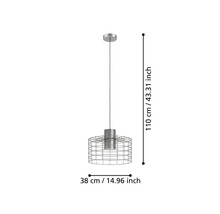 Lampa suspendată cu dimensiunile de 110 cm înălțime și 38 cm diametru