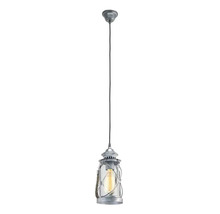 Lumină suspendată tip felinar în stil vintage cu corp de sticlă și elemente decorative