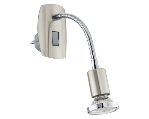 Lampă de citit Mini GU10 1x3W, bec LED inclus, cu întrerupător, nichel satinat Lumină de perete cu braț flexibil pentru interioare