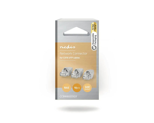 Conector de rețea Nedis pentru cabluri CAT6 UTP, 10 bucăți
