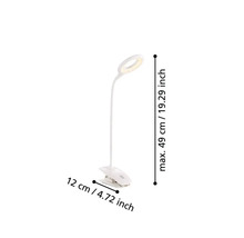 Lampă de birou cu LED integrat Cabado 3W 80 lumeni, albă, alimentare USB și acumulator Li-Ion 500mAh
