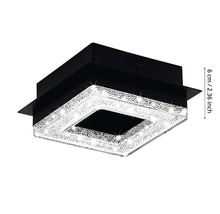 Plafonieră pătrată cu LED-uri și elemente de cristal