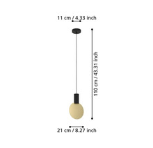 Desen tehnic al unei lămpi suspendate cu dimensiunile de 110 x 21 x 11 centimetri