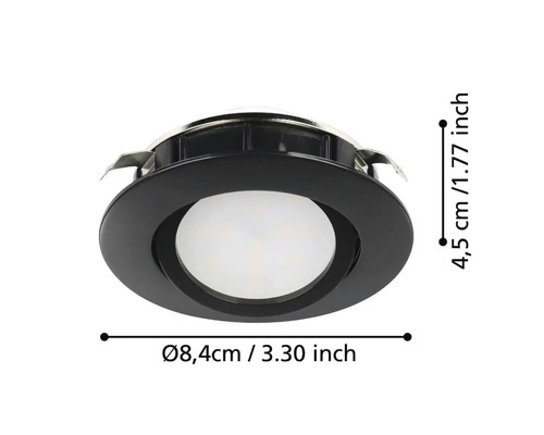 Spot încastrat cu un diametru de 8,4 centimetri.